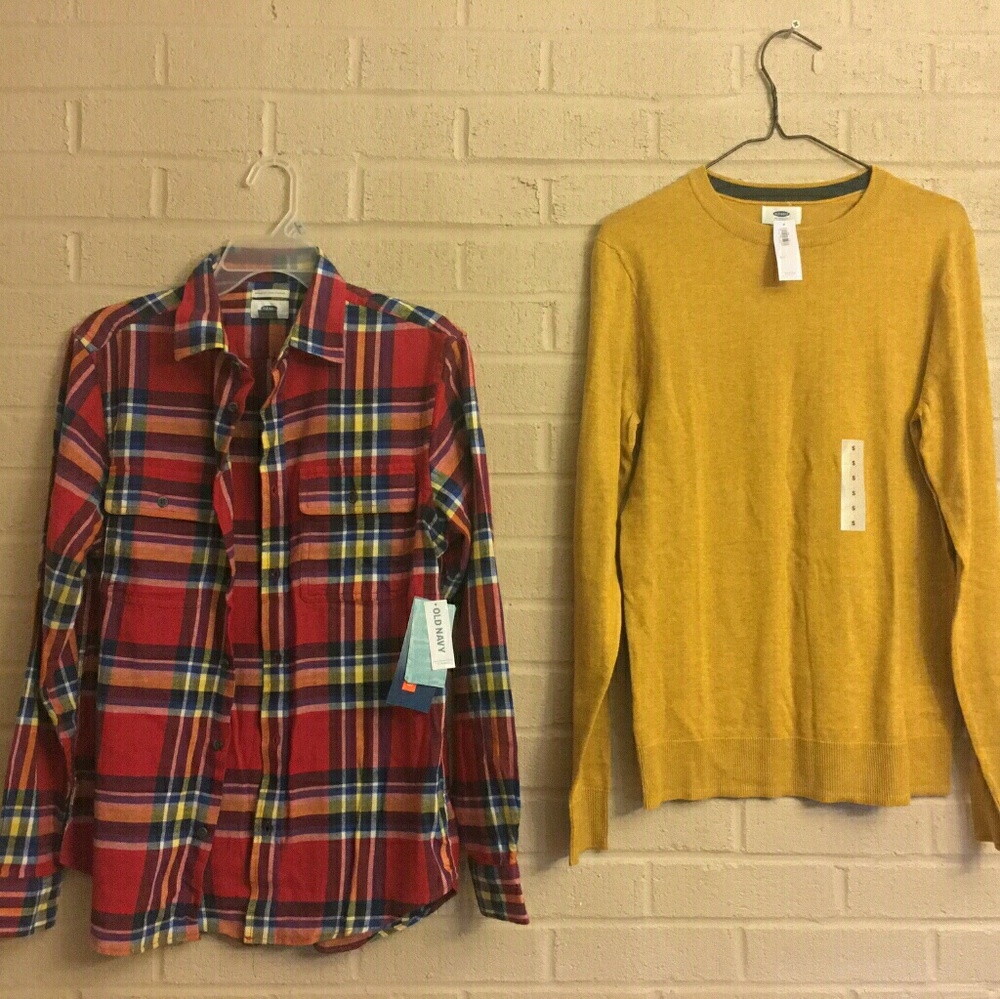 Old Navy Flannel Shirt & Sweater set Sz Small, NWT